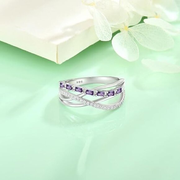 Twisted Knot Ring Infinity Crisscross Statement Rings - Amethyst - Picture 3 of 5